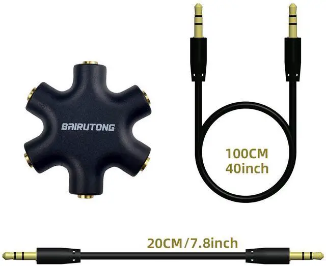 Alt view image 6 of 6 - 5-Jack Multi Headphone Audio Splitter With 3.5mm Stereo Cable 20cm & 100cm, 5-Pack