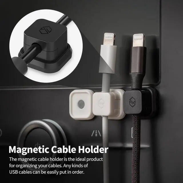 Alt view image 2 of 7 - Magnetic Cable Clips, Multipurpose Cable Management for Car and Office Supplies Self Adhesive Cable Organizer Clip. Magnetic Cable Holder 3pcs White