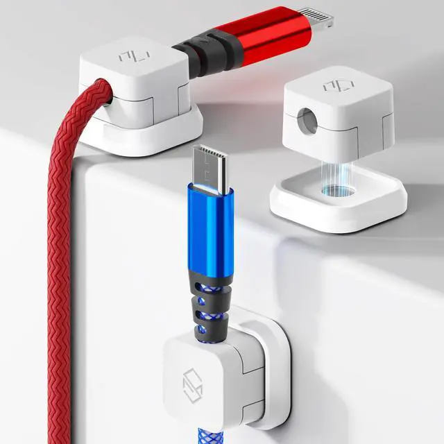 Main image of Magnetic Cable Clips, Multipurpose Cable Management for Car and Office Supplies Self Adhesive Cable Organizer Clip. Magnetic Cable Holder 3pcs White