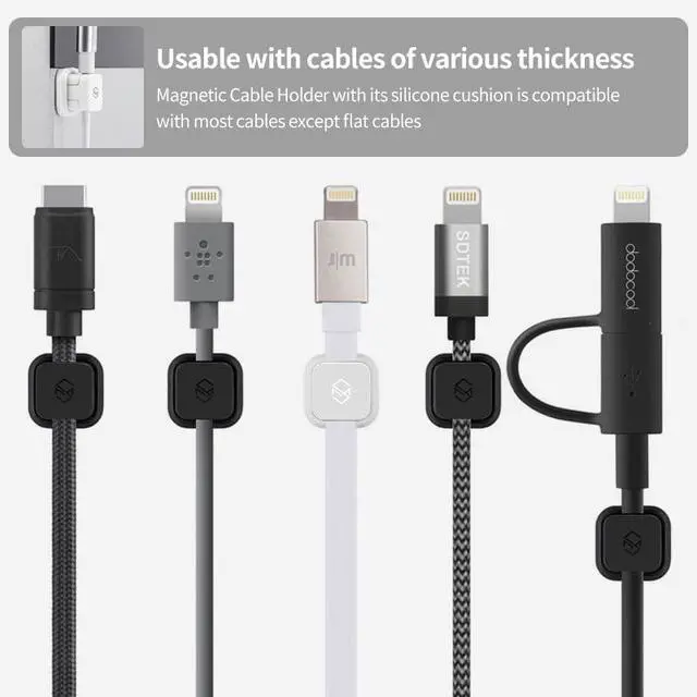 Alt view image 4 of 7 - Magnetic Cable Clips, Multipurpose Cable Management for Car and Office Supplies Self Adhesive Cable Organizer Clip. Magnetic Cable Holder 3pcs White