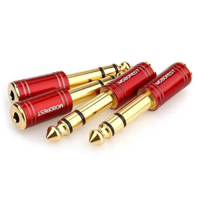Alt view image 5 of 7 - 4PCS 1/4 Inch to 3.5mm TRS Headphones adapte, Upgrade 6.35mm Pure Copper to 1/8 Inch Jack Female Stereo Adapter for Headphone amp adapte etc - Fashion Red