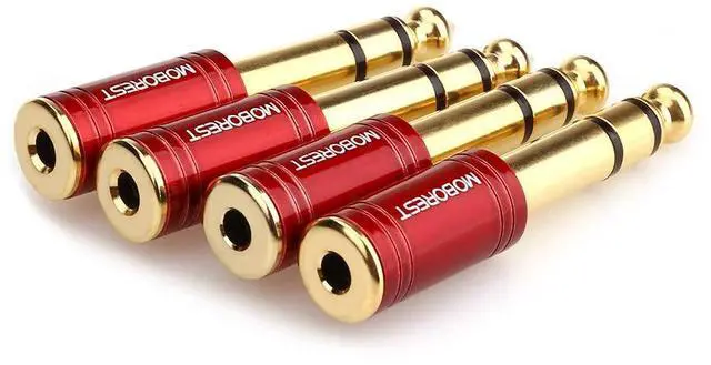 Alt view image 4 of 7 - 4PCS 1/4 Inch to 3.5mm TRS Headphones adapte, Upgrade 6.35mm Pure Copper to 1/8 Inch Jack Female Stereo Adapter for Headphone amp adapte etc - Fashion Red