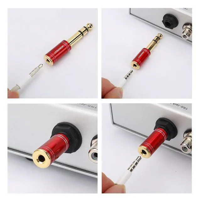 Alt view image 7 of 7 - 4PCS 1/4 Inch to 3.5mm TRS Headphones adapte, Upgrade 6.35mm Pure Copper to 1/8 Inch Jack Female Stereo Adapter for Headphone amp adapte etc - Fashion Red