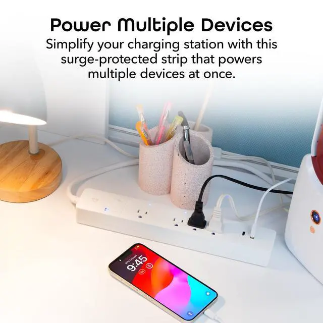 Alt view image 6 of 7 - Multi Outlet Plug in, Smart 4 Outlet Wall Plug Plus 2 USB Ports, Surge Protector with 6 Ft Cord, WiFi Control, Alexa & Google Home Compatible, White