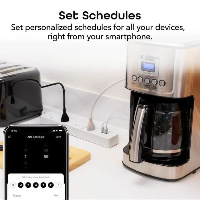 Alt view image 4 of 7 - Multi Outlet Plug in, Smart 4 Outlet Wall Plug Plus 2 USB Ports, Surge Protector with 6 Ft Cord, WiFi Control, Alexa & Google Home Compatible, White