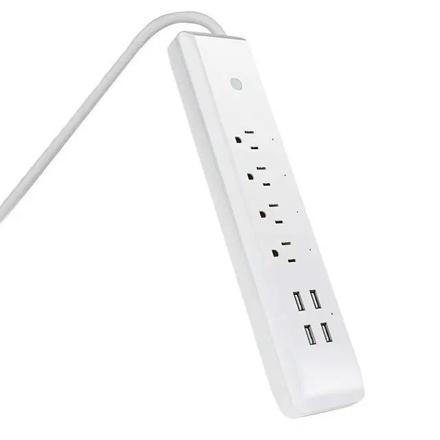 Alt view image 2 of 7 - Wi-Fi Smart Power Strip, 4 Smart Outlets + 4 USB Ports, App & Voice Control, Works with Alexa & Google Assistant, 2.4GHz Network, Schedule & Timer Function, LED Indicator