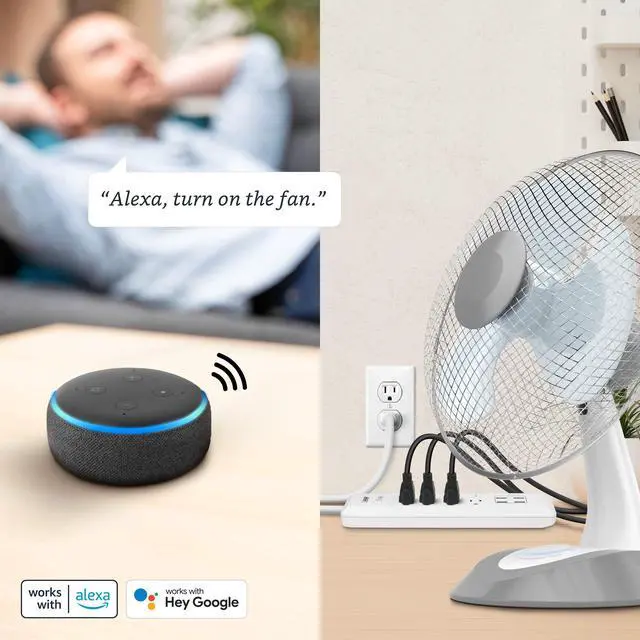 Alt view image 4 of 7 - Wi-Fi Smart Power Strip, 4 Smart Outlets + 4 USB Ports, App & Voice Control, Works with Alexa & Google Assistant, 2.4GHz Network, Schedule & Timer Function, LED Indicator