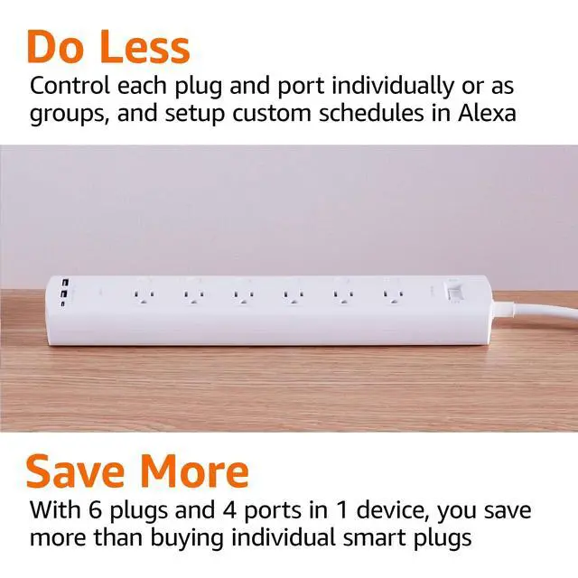 Alt view image 6 of 6 - Smart Plug Power Strip with 6 Individually Controlled Outlets and 3 USB Ports (2 USB-A and 1 USB-C), WiFi, Works with Alexa Only, 2.4 GHz, No Hub Required, White