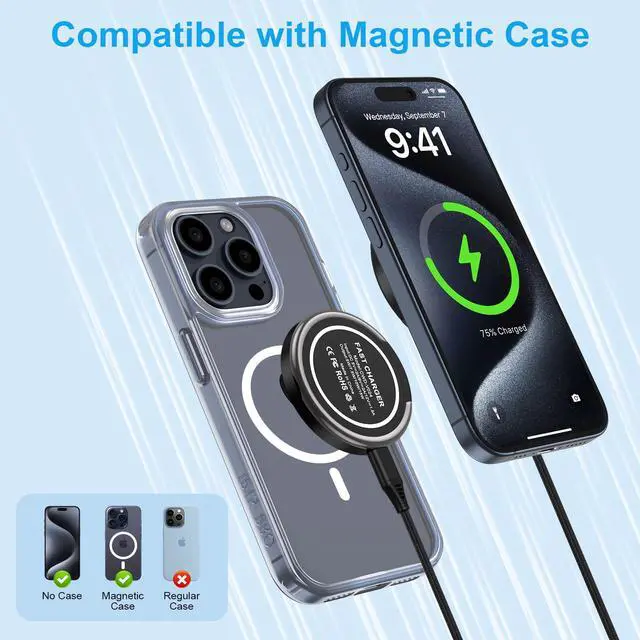 Alt view image 4 of 7 - Magnetic Wireless Charger Dock Magsafe Fast Charging Pad for Android Samsung Galaxy S26 Ultra Z Fold7 Flip7 S25Ultra S24FE S23 S22,Wireless Charging Station with USB C Adapter for iPhone 17 16,Pixel10