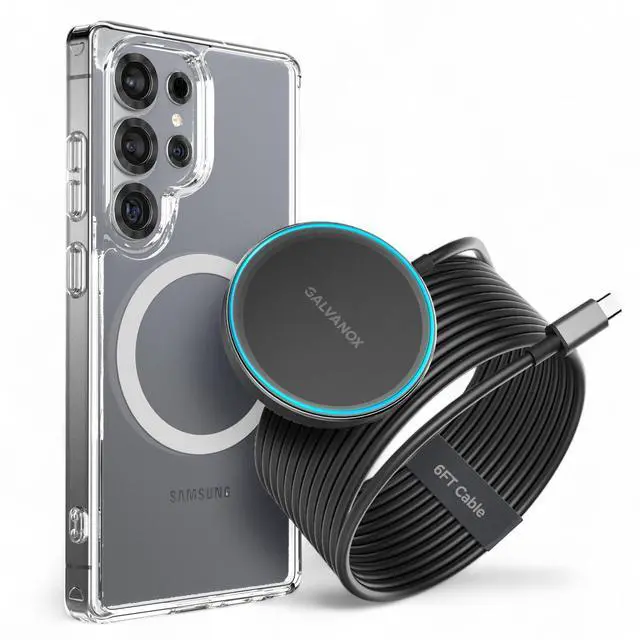 Main image of Z40i Aluminum Magnetic Charger for Samsung, 15W Wireless Fast Charging for Android, Galaxy S25 Ultra S24 Plus, Google Pixel 10 Pro XL Phones (6Ft)