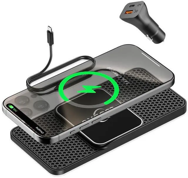 Main image of Magnetic Wireless Car Charger Pad15W for MagSafe Charger Non Slip Type C with 40W, for iPhone 17 Car Phone Wireless Charger Charging pad Fit for iPhone 16 15 Pro Max 14 13 12, Airpods