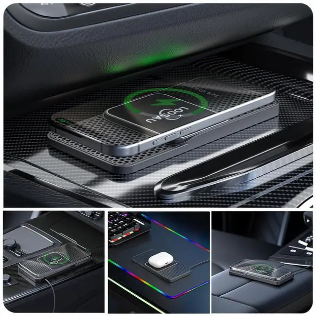 Alt view image 3 of 6 - Magnetic Wireless Car Charger Pad15W for MagSafe Charger Non Slip Type C with 40W, for iPhone 17 Car Phone Wireless Charger Charging pad Fit for iPhone 16 15 Pro Max 14 13 12, Airpods