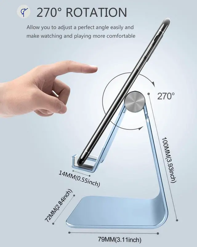 Alt view image 3 of 6 - Adjustable Cell Phone Stand, Phone Stand, Cradle, Dock, Holder, Aluminum Desktop Stand Compatible with Phone 13 12 Pro Max Charging, Accessories Desk, All Mobile Phones, Sierra Blue