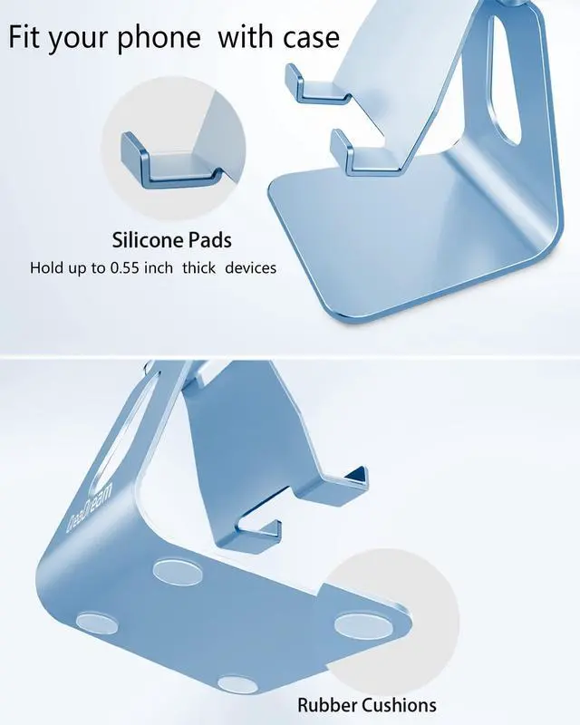 Alt view image 5 of 6 - Adjustable Cell Phone Stand, Phone Stand, Cradle, Dock, Holder, Aluminum Desktop Stand Compatible with Phone 13 12 Pro Max Charging, Accessories Desk, All Mobile Phones, Sierra Blue