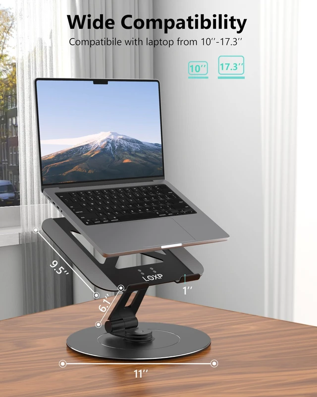 Alt view image 5 of 6 - LOXP Ultra-Stable Laptop Stand for Desk with Larger Base | Military-Grade Aluminum Anti-Loosening Structure - Height Adjustable Laptop Stand Suitable for 10-17.3 inch
