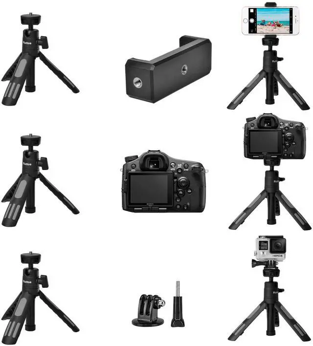 Alt view image 2 of 7 - Ruittos Phone Tripod Stand and Selfie Stick for iPhone, Webcam, Desktop, Sony, Canon G7x Camera, Go Pro, Travel 11.5inch Tripod Compatible DJI osmo Pocket 3, 2