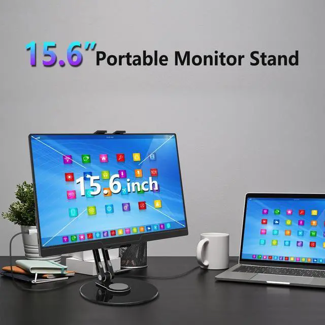 Alt view image 2 of 7 - Tablet Stand Holder for ipad,Portable Monitor Stand Holder for 15.6'',16'',360°Rotate Base for 4.7''-16'' Kindle,Store Cash Register Office Reception Kitchen Desktop Display