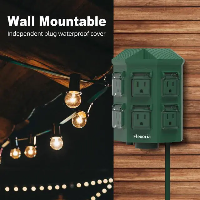 Alt view image 7 of 7 - Outdoor Power Strip Timer Waterproof, Dusk to Dawn Light Sensor Countdown, 25 Feet Extension Cord, 6 Grounded Outlets for Christmas Decorations, ETL Listed