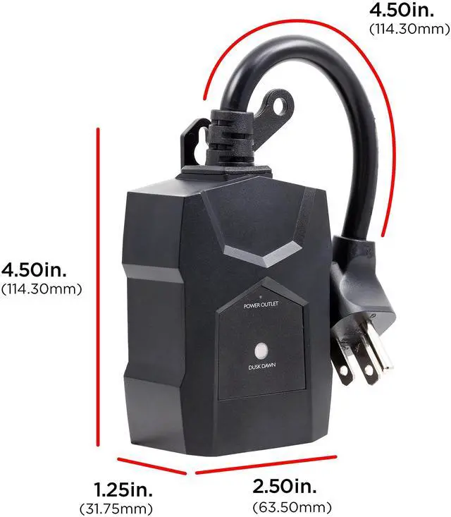 Alt view image 2 of 7 - Outdoor Outlet Timer, Dusk-to-Dawn Sensor, Single Outlet, Simple Automation, Weather-Resistant, Light Sensing, Seasonal Lights Outdoor Timer, Landscape, 2 Pack, Black, 71069