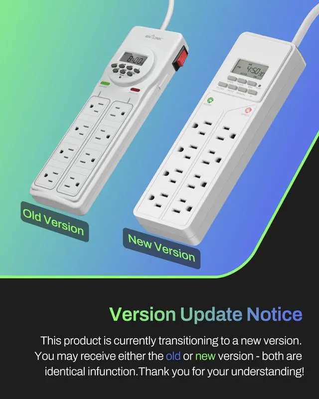 Alt view image 5 of 7 - 8 Outlet Surge Protector with 7-Day Digital Timer (4 Outlets Timed, 4 Outlets Always On) - White