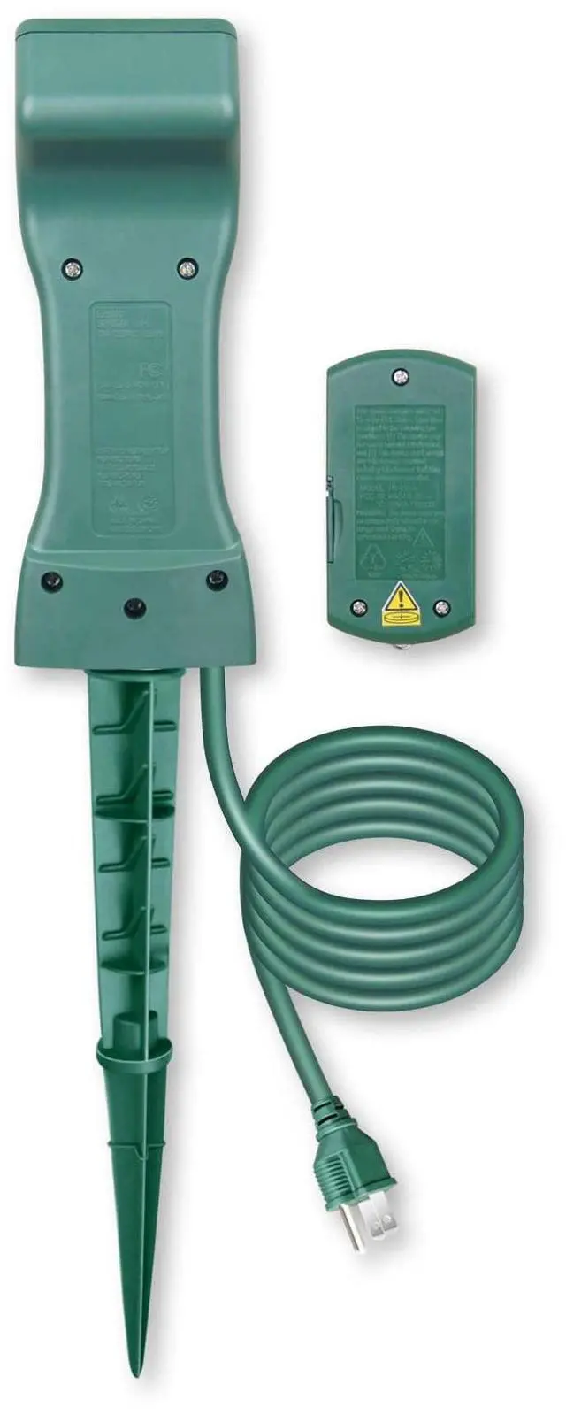 Alt view image 4 of 6 - Outdoor Remote Control Power Stake with Photocell Timer 2/4/6/8 Hour Countdown, Dusk to Dawn, 3 Grounded Outlets 6FT Cord, UL Listed, Green