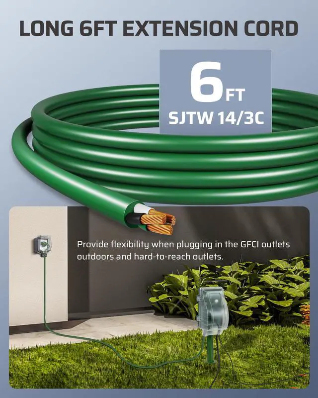 Alt view image 5 of 6 - Outdoor Power Stake Timer, Waterproof Dusk to Dawn Timer with 6 Grounded Outlets, 6FT Extension Cord, 1800W/15A Heavy Duty Outlet for Lights, Yard, Garden, ETL Listed