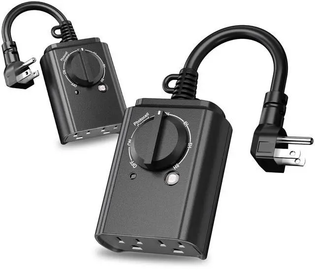 Main image of Outdoor Light Timer with Dusk to Dawn Sensor, Weatherproof Dual Grounded Outlets for Christmas Decorations, 15A 1/2HP ETL Listed(2 Pack)