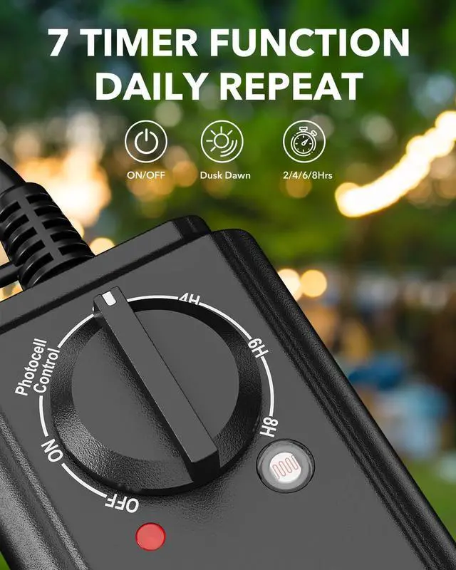 Alt view image 2 of 6 - Outdoor Light Timer with Dusk to Dawn Sensor, Weatherproof Dual Grounded Outlets for Christmas Decorations, 15A 1/2HP ETL Listed(2 Pack)