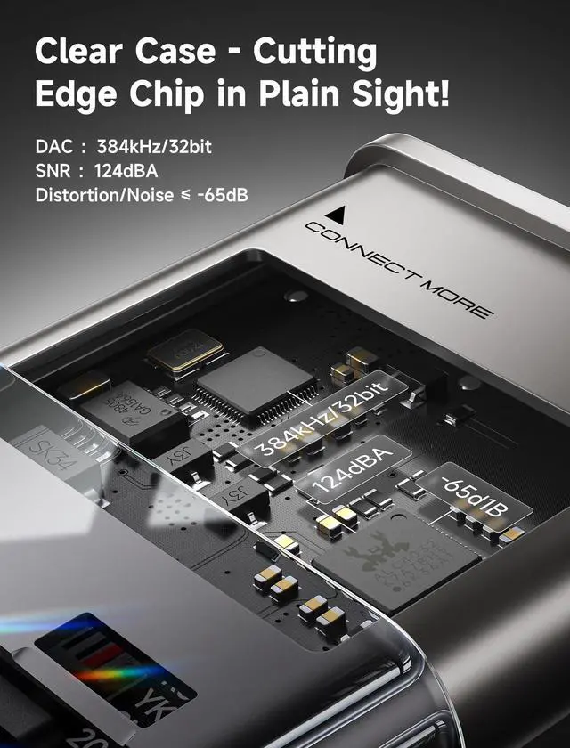 Alt view image 3 of 7 - Type C Splitter, 2 in 1 USB C Headphone and Charger Adapter, USB C Hi-Res 32bit/384kHz Audio and Type C PD 60W Fast Charging Dongle for iPhone 17 16 Pro Max, Galaxy S24 Ultra, iPad