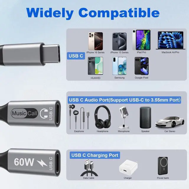 Alt view image 2 of 7 - Dual USB C Headphone and Charger with PD 100W Fast Charging, USB C Splitter Audio and Charging Surpport Music, Calling, Dual Type C Dongle Adapter for iPhone 16/15 Series, iPad, MacBook, Android