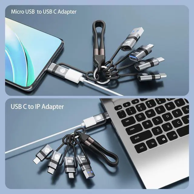 Alt view image 4 of 7 - USB A to USB C 3.0 OTG Adapter, USB C to Micro Converter, IP to Type-C Converter, and Type-C to USB A OTG 3.0 Adapter (6 Pieces), Supporting Fast Charging and Data Transfer