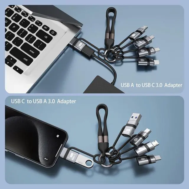 Alt view image 5 of 7 - USB A to USB C 3.0 OTG Adapter, USB C to Micro Converter, IP to Type-C Converter, and Type-C to USB A OTG 3.0 Adapter (6 Pieces), Supporting Fast Charging and Data Transfer