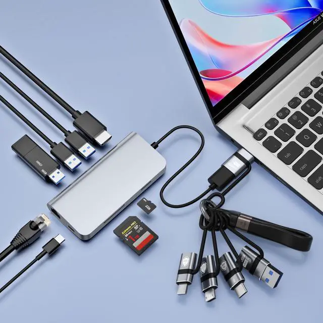 Alt view image 6 of 7 - USB A to USB C 3.0 OTG Adapter, USB C to Micro Converter, IP to Type-C Converter, and Type-C to USB A OTG 3.0 Adapter (6 Pieces), Supporting Fast Charging and Data Transfer