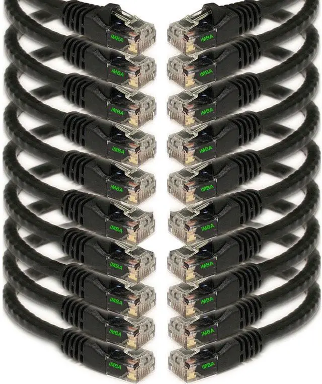 Main image of 10' Cat5e Network Ethernet Patch Cable, 10 Pack, Black (IMBA-CAT5-10BK-10PK)