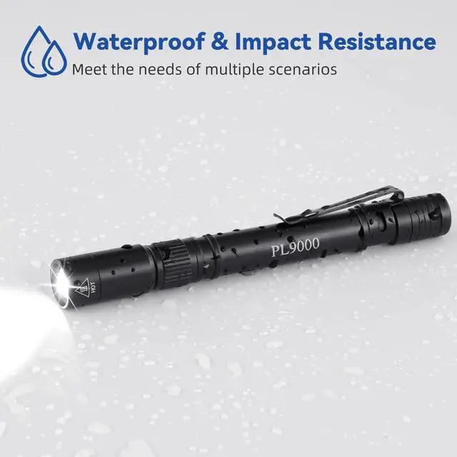 Alt view image 6 of 7 - 2Pack Pen Flashlight Rechargeable PL9000, 5Mode Bright Pen Light Flashlight High Lumens, Waterproof Pocket Flashlights, EDC Adjustable Tactical Flash Light, LED Small Lights with Clip for Emergencies