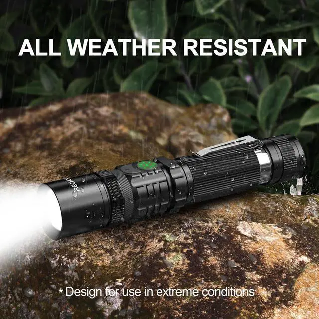 Alt view image 6 of 7 - Flashlights USB Rechargeable 2 Pack Double Switch S3000L LED Tactical Flashlight High Lumens Super Bright 5 Modes Zoomable Waterproof Flashlight for Camping, Emergency