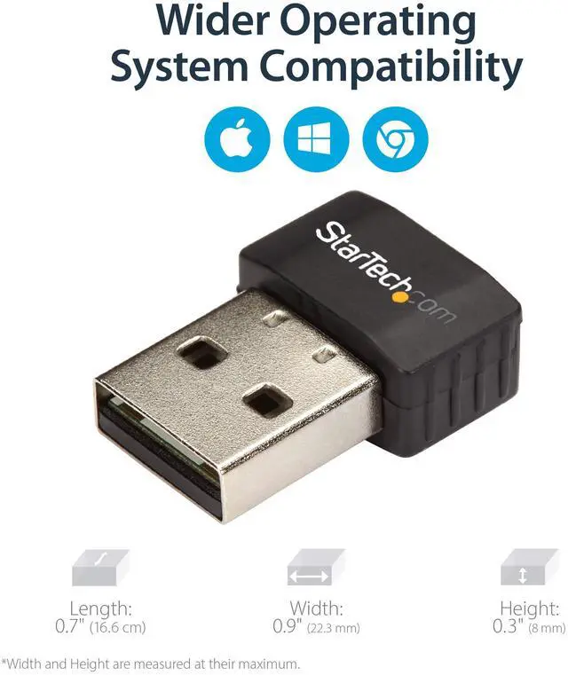 Alt view image 3 of 7 - Wireless USB WiFi Adapter Dual Band AC600 Wireless Dongle - 2.4GHz / 5GHz - 802.11ac Wi-Fi Laptop Adapter (USB433ACD1X1)