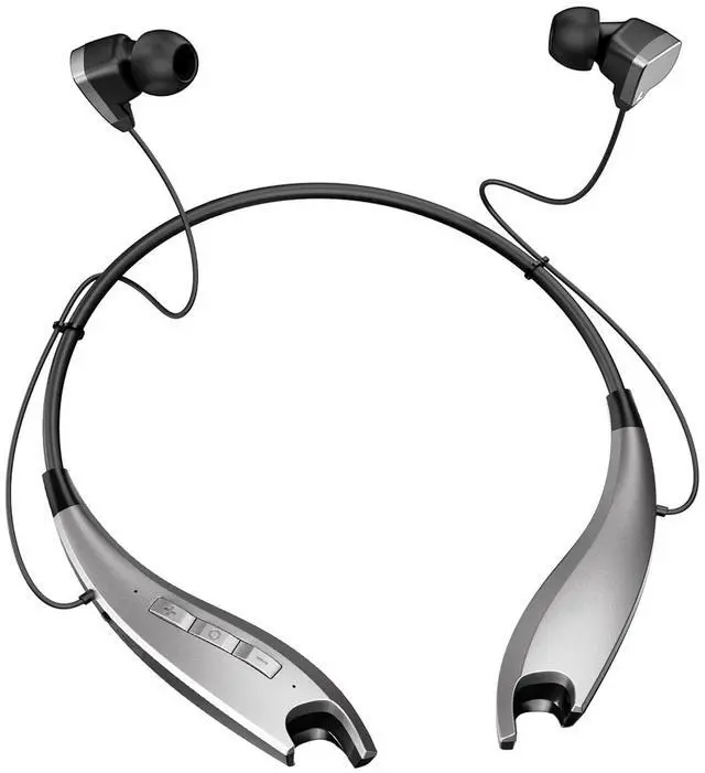 Main image of Neckband Headphones, Around The Neck Bluetooth Headphones w/Noise Cancelling Microphone, Bluetooth Headset w/ 22hrs Playtime, Neck Earphones Stereo Bass, for Music, Conference, Video, Call, Silver