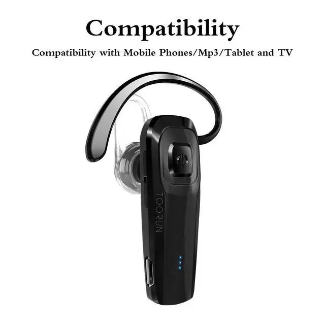 Alt view image 3 of 7 - Bluetooth Headset, M26 Bluetooth Earpiece Handsfree V5.0 Wireless Headphone with Noise Cancelling and Microphone Compatible for Android iPhone Cell Phone Laptop - Black
