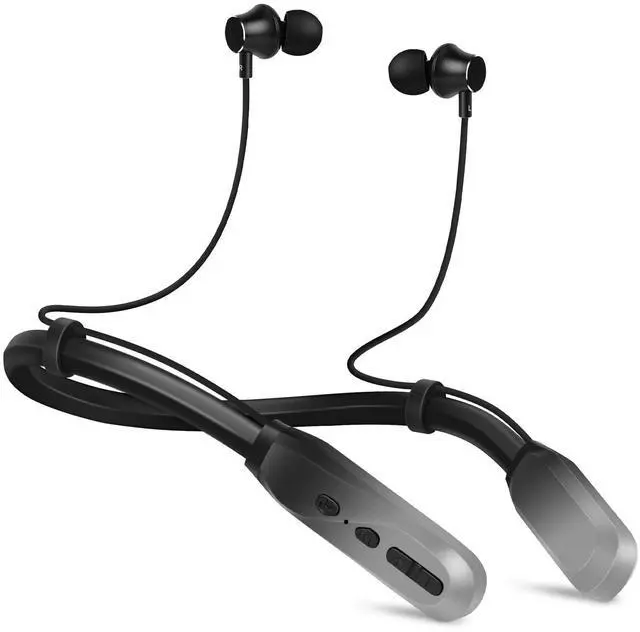Main image of Neckband Bluetooth Headphones, 200H Extra Long Playtime Wireless Stereo Neckband Earbuds with Microphone, Waterproof Balanced Armature Drivers in Ear Headset for Sports/Workout (Silver)