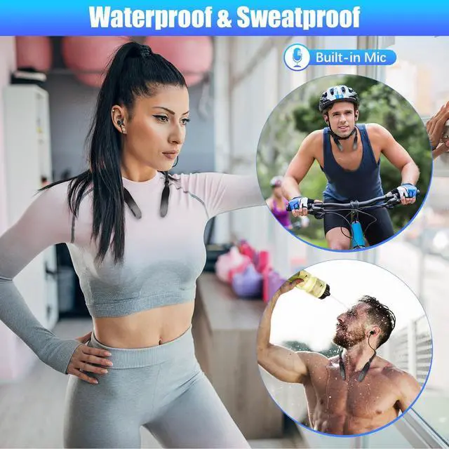 Alt view image 3 of 7 - Neckband Bluetooth Headphones, 200H Extra Long Playtime Wireless Stereo Neckband Earbuds with Microphone, Waterproof Balanced Armature Drivers in Ear Headset for Sports/Workout (Silver)