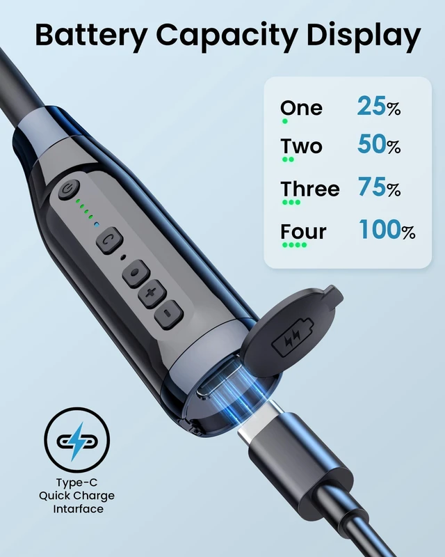 Alt view image 7 of 7 - Bluetooth Neckband Headphone with Microphone, 100H Playtime, Noise Reduction Wireless Neckband Headphones with HD Stereo Sound, IPX5 Waterproof Earphone, Magnetic Earbud for Phone, Gaming, Sport