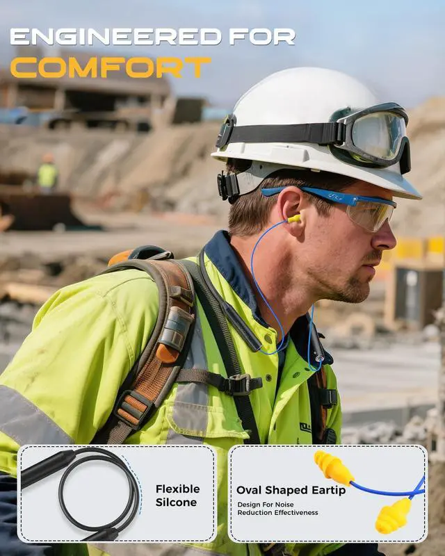 Alt view image 4 of 7 - Bluetooth Earplug Headphones, Neckband Wireless Earbuds earplugs-29db Noise Reduction isolating in-Ear earplug Earphones and Controls,IPX6 sweatproof,20+Hour Battery(Blue)