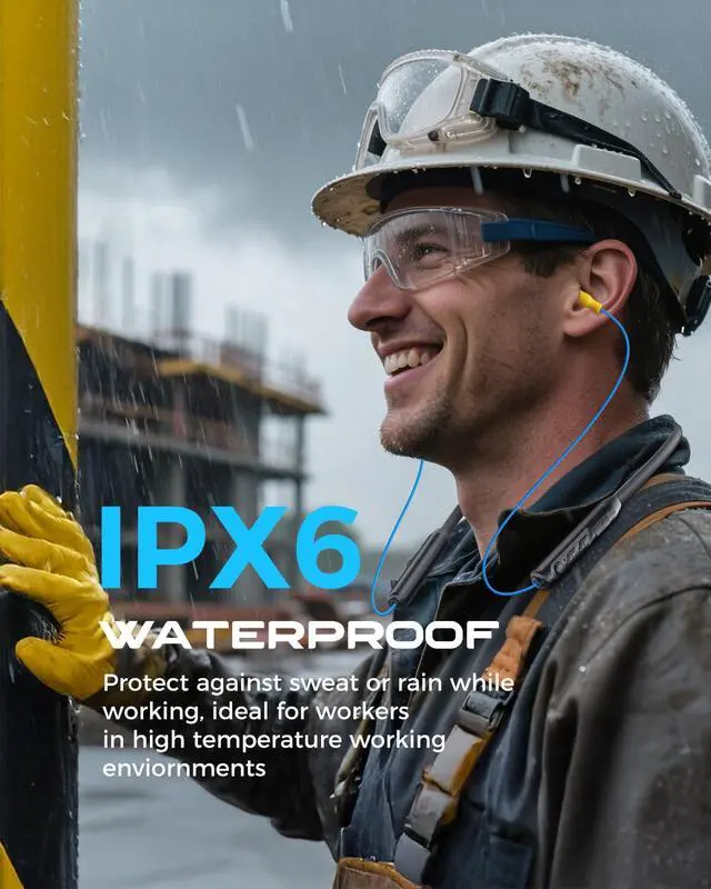 Alt view image 6 of 7 - Bluetooth Earplug Headphones, Neckband Wireless Earbuds earplugs-29db Noise Reduction isolating in-Ear earplug Earphones and Controls,IPX6 sweatproof,20+Hour Battery(Blue)