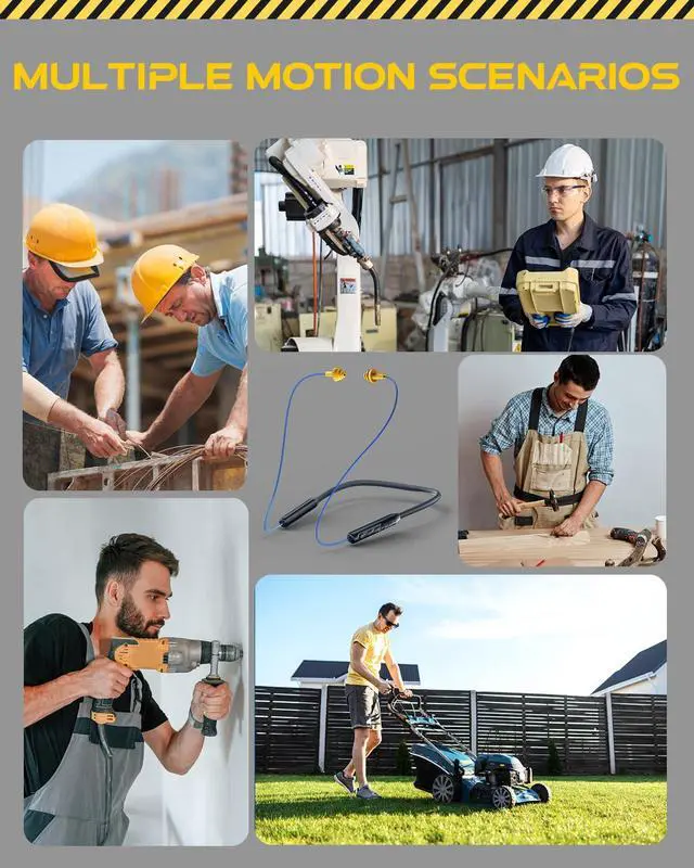 Alt view image 7 of 7 - Bluetooth Earplug Headphones, Neckband Wireless Earbuds earplugs-29db Noise Reduction isolating in-Ear earplug Earphones and Controls,IPX6 sweatproof,20+Hour Battery(Blue)