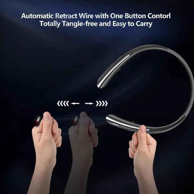 Alt view image 3 of 7 - Neckband Bluetooth Headphones, Bluetooth 5.4 Wireless Headphone with Retractable Earbud,CVC8.0 Noise Cancelling, 16Hrs Playtime, Around The Neck Headphones Stereo Headset for Music, Conference, Videos