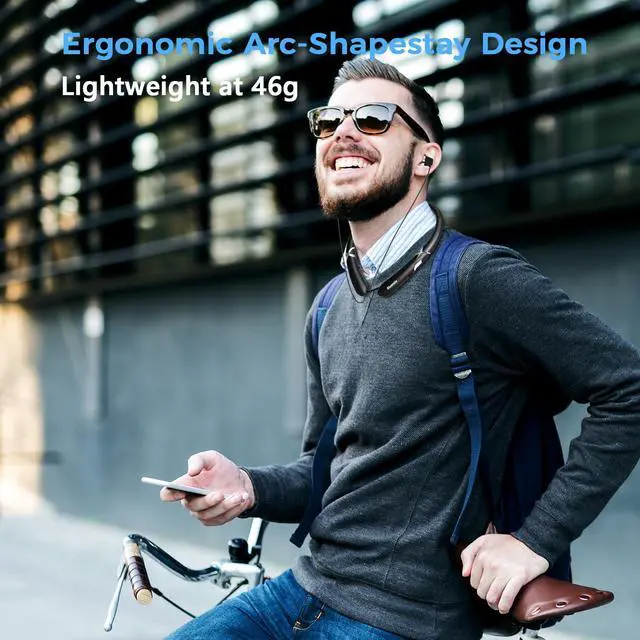 Alt view image 4 of 7 - Neckband Bluetooth Headphones, Bluetooth 5.4 Wireless Headphone with Retractable Earbud,CVC8.0 Noise Cancelling, 16Hrs Playtime, Around The Neck Headphones Stereo Headset for Music, Conference, Videos