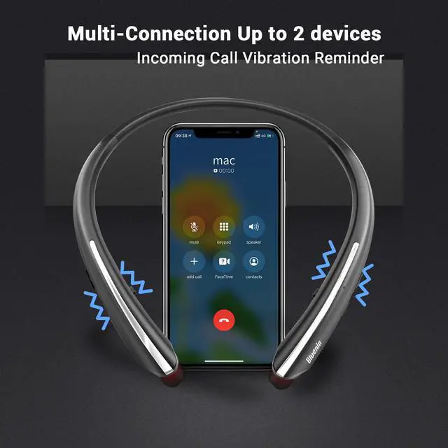 Alt view image 6 of 7 - Neckband Bluetooth Headphones, Bluetooth 5.4 Wireless Headphone with Retractable Earbud,CVC8.0 Noise Cancelling, 16Hrs Playtime, Around The Neck Headphones Stereo Headset for Music, Conference, Videos