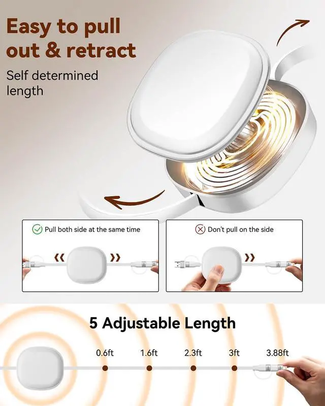 Alt view image 6 of 7 - 5 in 1 Retractable Charging Cable, 65W Charger USB Type C Charger Cable Fast Charging Cord, USBC to USB C/Lightning for iPhone 16 15 14 13 Pro Max,iPad,Samsung,PS5,Tablets & More-3.86ft