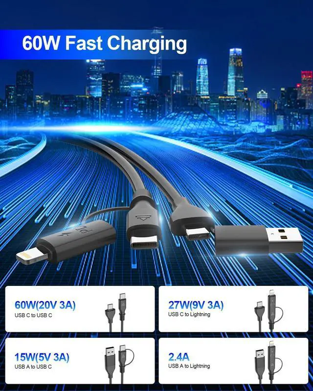 Alt view image 2 of 7 - Coiled USB C and Lightning Cable 2 in 1, 3FT Retractable iPhone 15 16 17 Car Charger Cord 60W Fast Charging Apple USB C CarPlay Cable Type C Car Charger Cord for iPhone 17-6/Samsung/pad/Airpod
